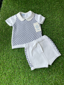 Rahigo Boys 2 Piece Short Set - Navy & White